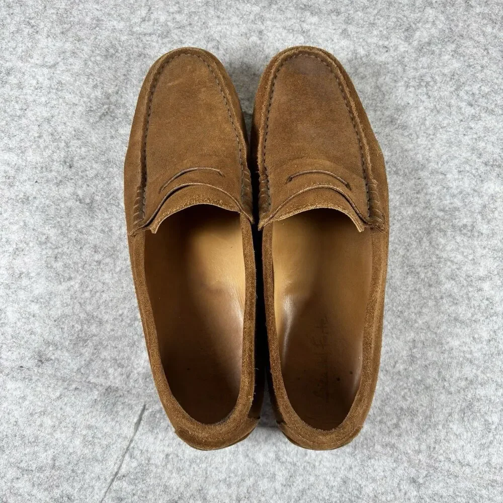 Luca Del Forte Men's Size 42 Suede Chestnut Penny Loafers 10046 Portugal EUC
